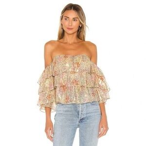 NWOT Lovers + Friends / Revolve Ocean Eyes Top in Lurex Floral Festival boho